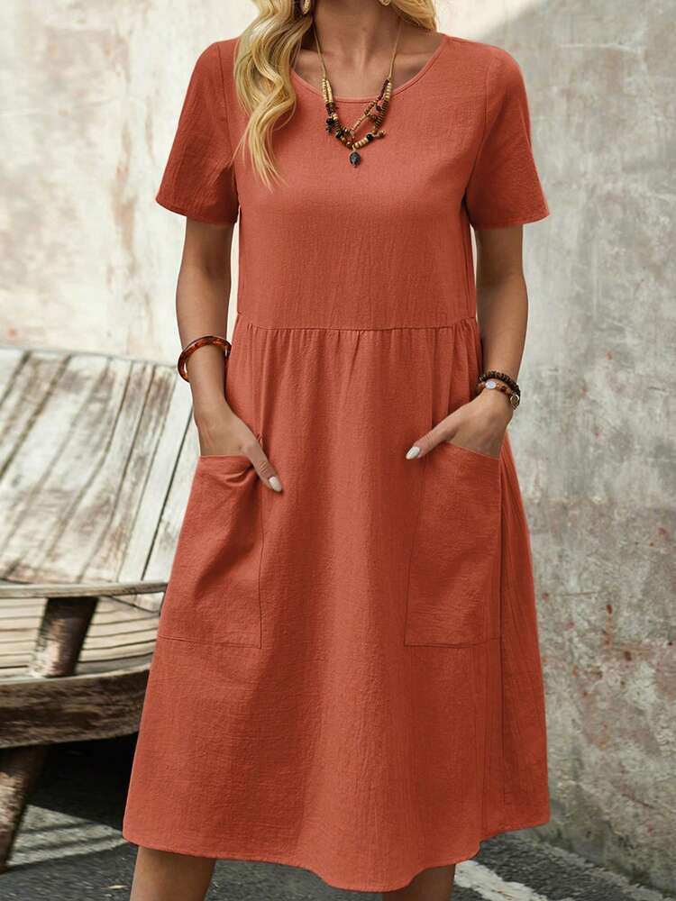 2024 novo vestido casual confortável de algodão e linho
