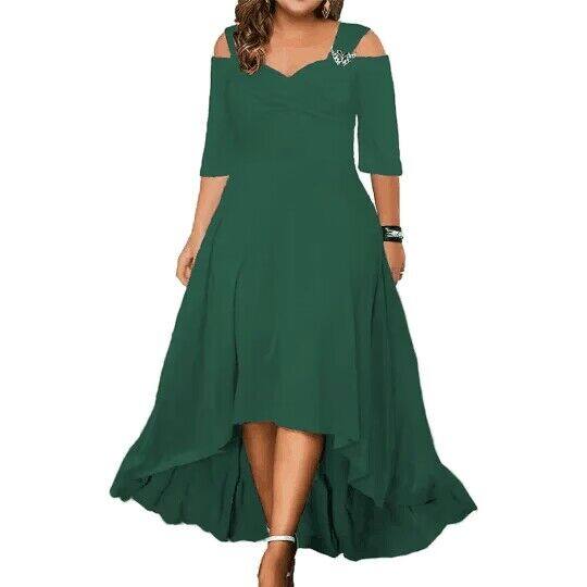 Prosta sukienka z odkrytymi ramionami, plus size