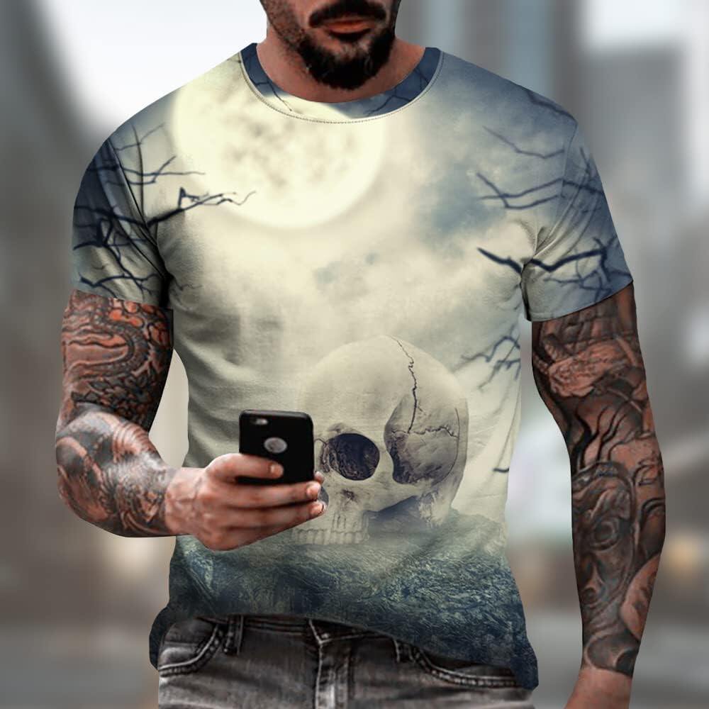 Men's 3D Print Skull T-Shirt 3D Creative Print Short Sleeve T-Shirt Casual Round Neck Novelty Street Fashion Tees Shirt