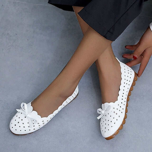 Feminino confortável casual casual cor sólida verão arco apartamentos