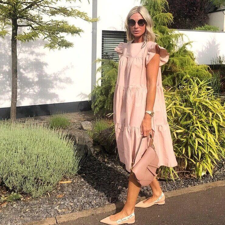 Vestido feminino com corte A para lindas férias de verão para mulheres