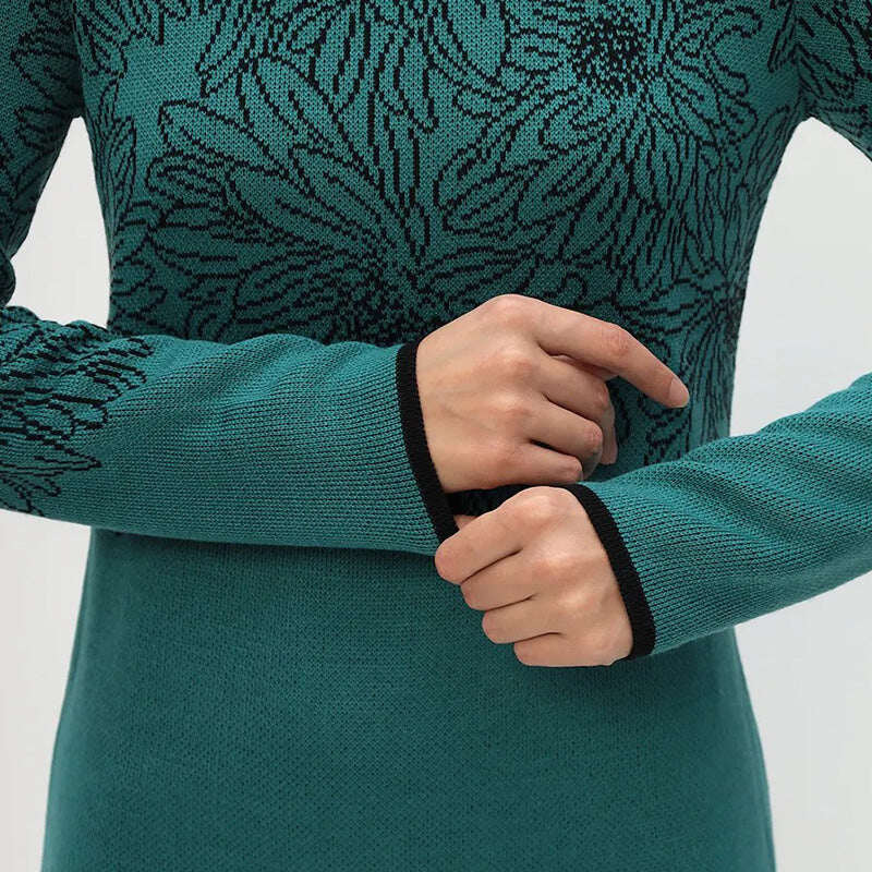 💃Nova pré-encomenda de 2025✨Vestido simples de manga comprida estampado em volta do pescoço