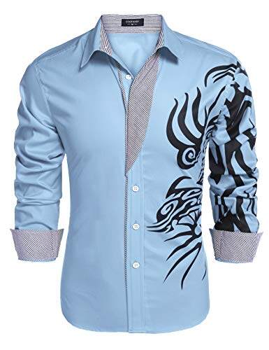 COOFANDY Men's Print Button Down Dress Shirt Fashion Long Sleeve Casual Shirts