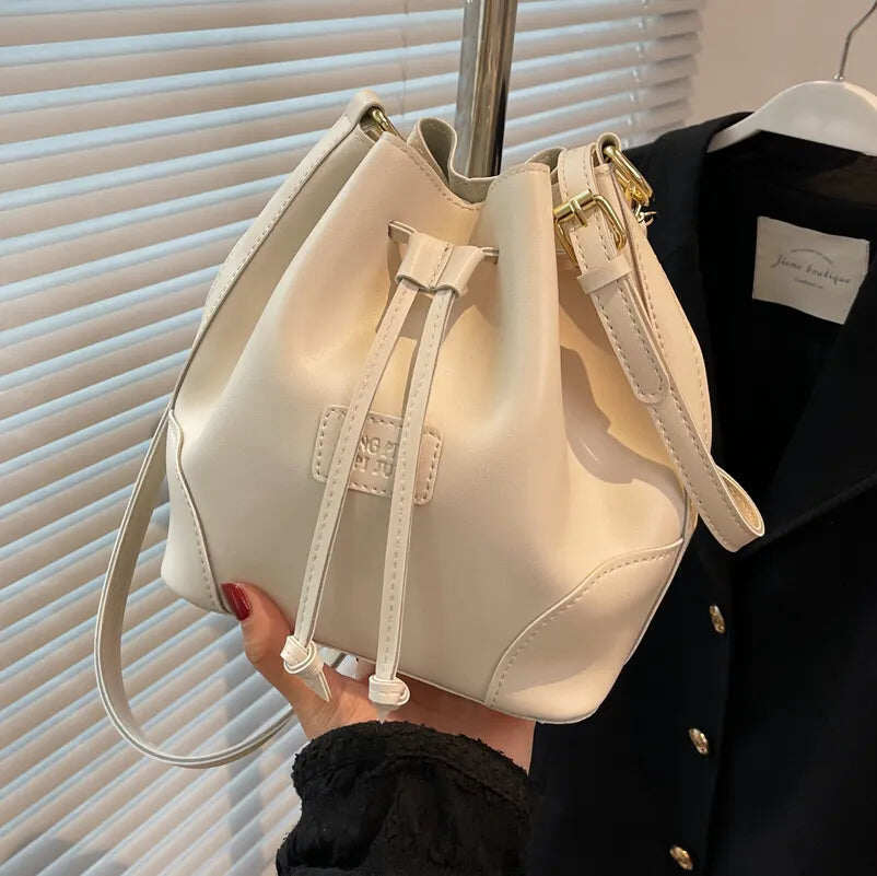 Balde de ombro xadrez bordado moda retrô de grande capacidade