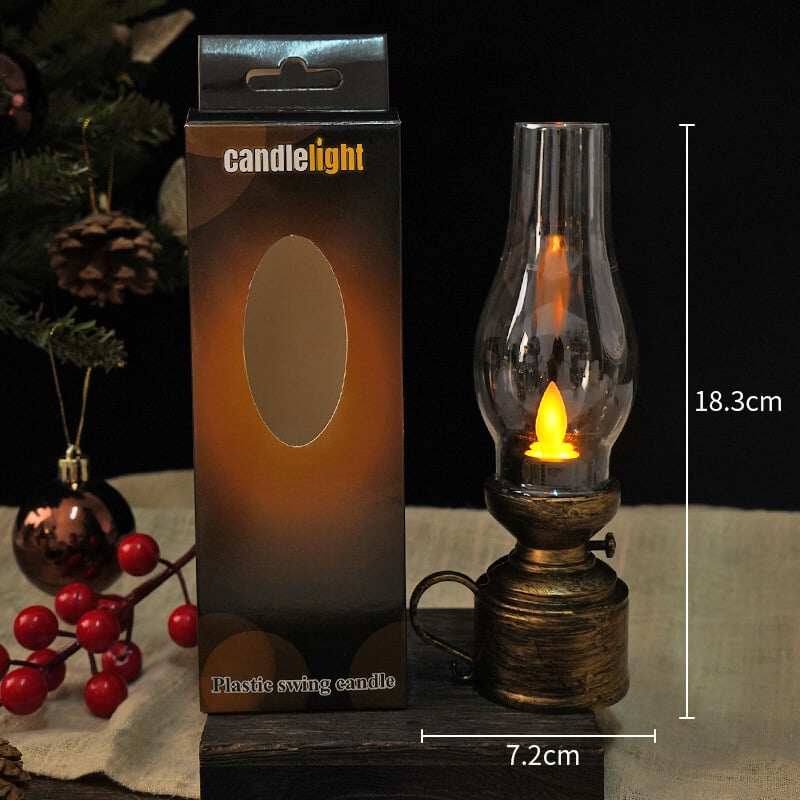 ✨🕯️Lampa naftowa LED Vintage Elektroniczna świeca obrotowa
