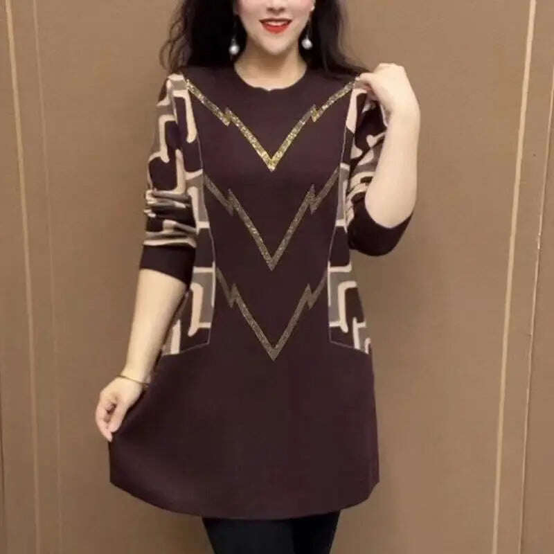 🍁 【M-4XL】 2024 Novas camisetas de malha da moda outono-inverno com estampa