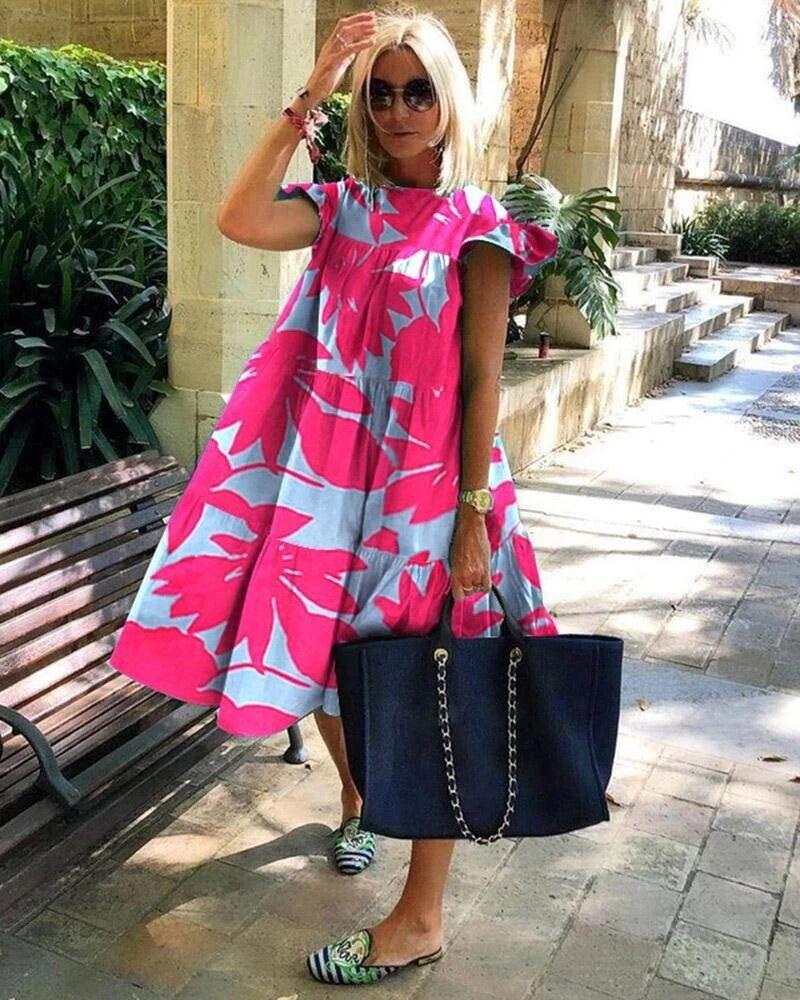 Vestido feminino com corte A para lindas férias de verão para mulheres