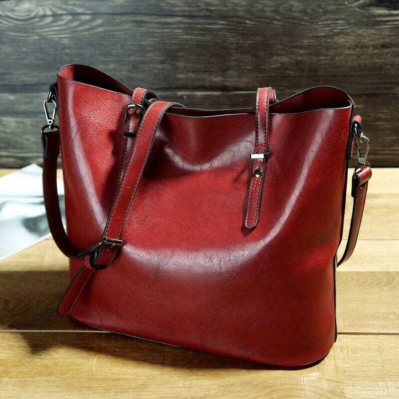 Bolsa feminina retrô de couro encerado
