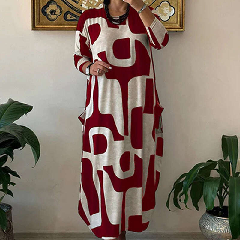 ✨Vestido feminino de manga comprida com estampa