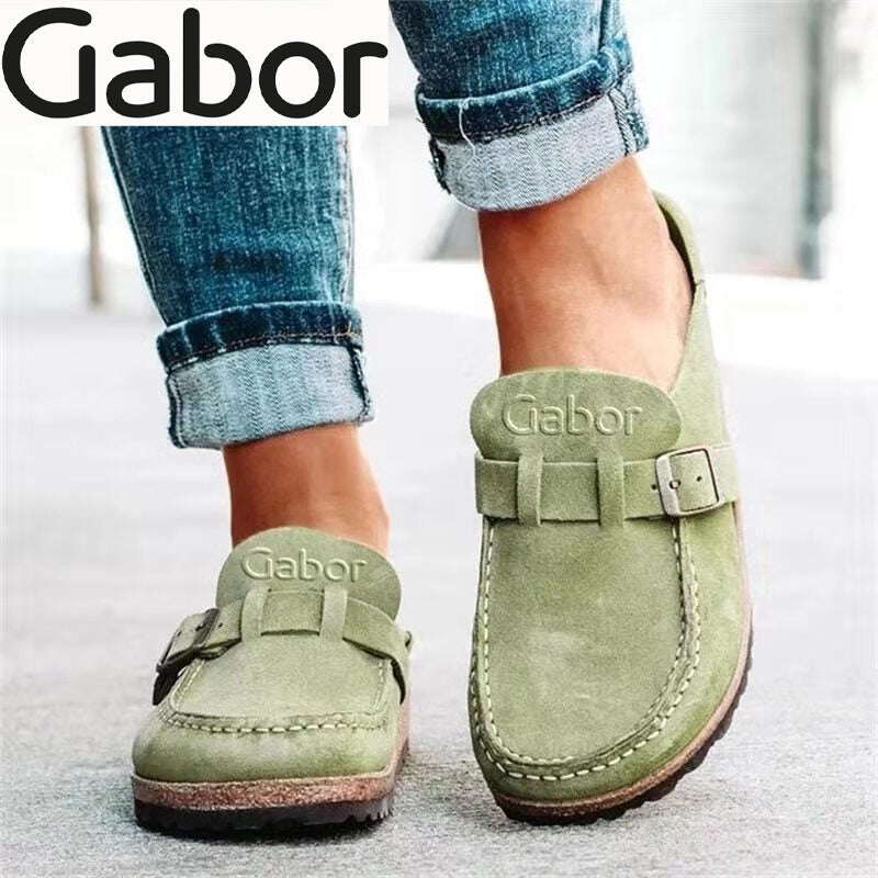 Gabor® nové dámske kožené pološmykové sandále, Topánky s guľatou špičkou na nízkom podpätku