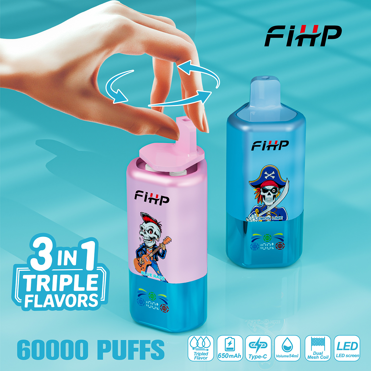 FIHP Vape o potrójnym smaku (60 000 zaciągnięć)