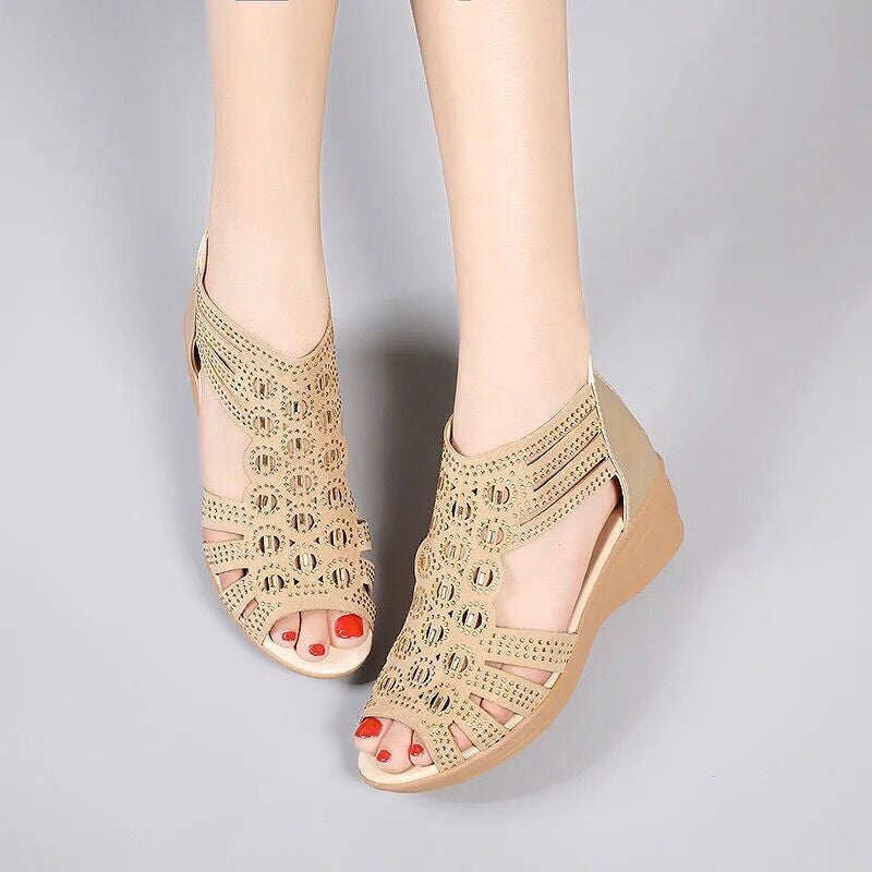 Sapatos femininos femininos com zíper de cristal em couro macio