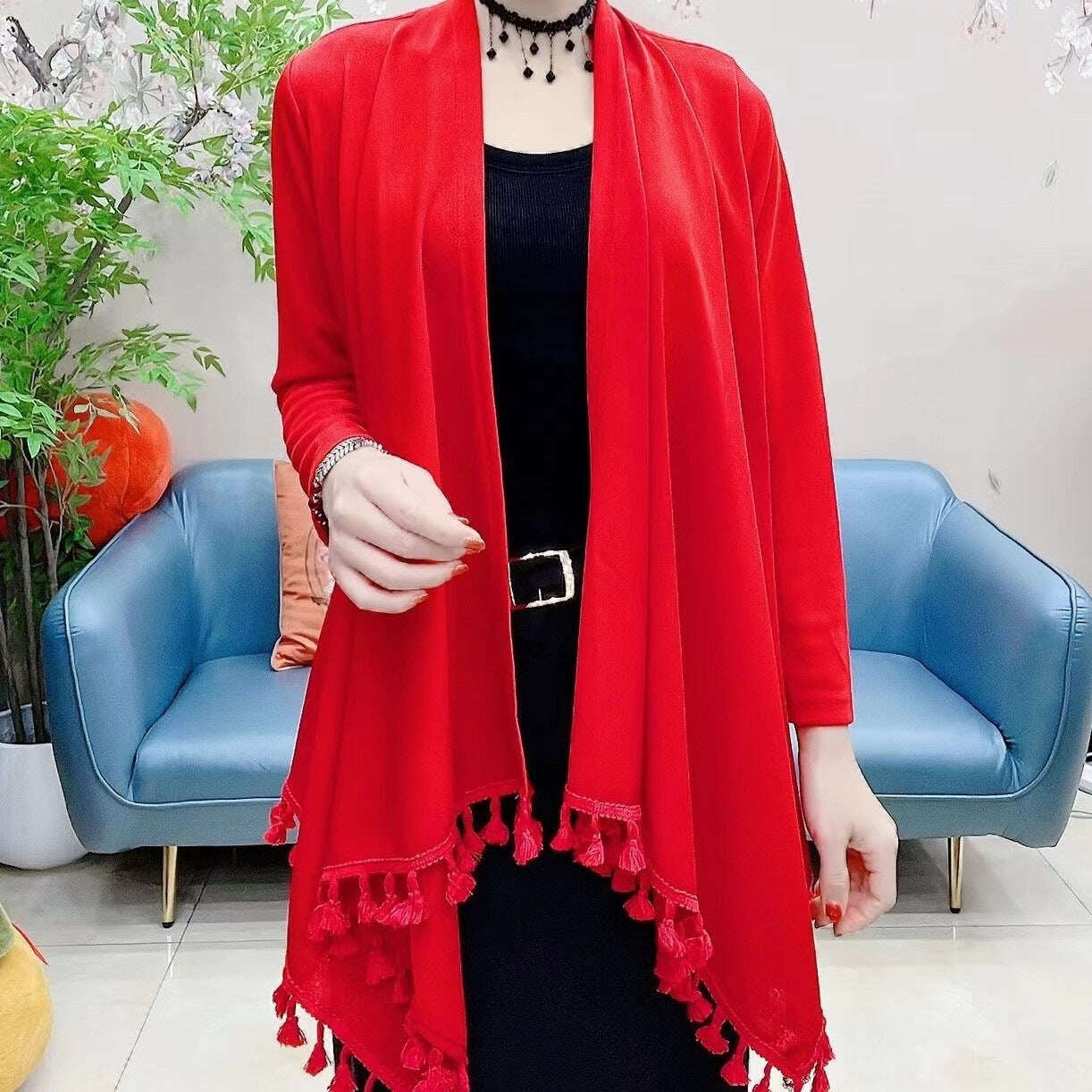 Novo cachecol feminino plus size outono-inverno com franjas largas e quentes