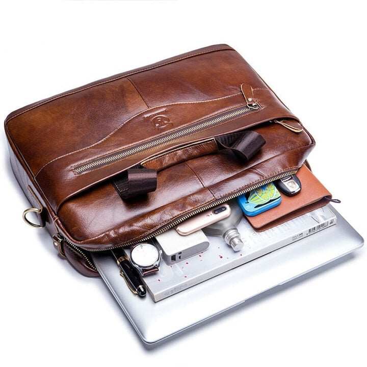 Męska teczka z prawdziwej skóry w stylu vintage na laptopa