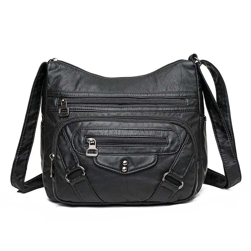 Bolsa de ombro feminina feita de couro macio