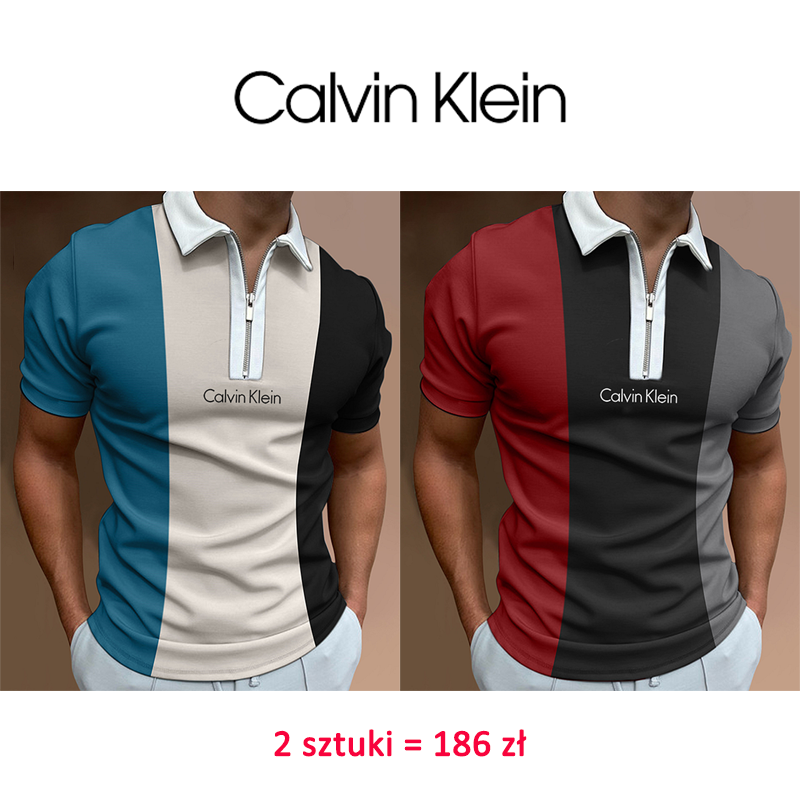 Calvin Klein ® Kontrastowa kolorowa swobodna koszulka polo , 2 sztuki