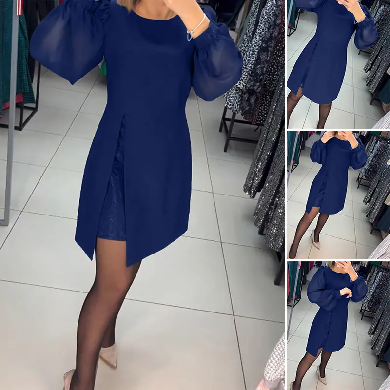 ❤️🔥【S-5XL】Retro dvodijelna lažna haljina s okruglim izrezom, mjehurićima, novo 2024