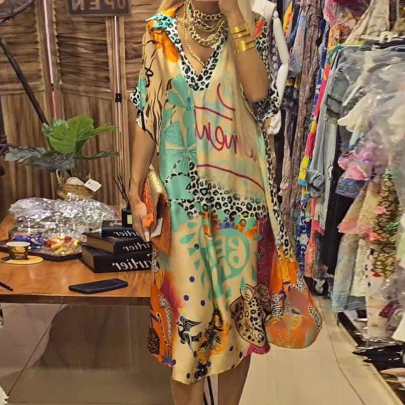Vestido estampado completo feminino | Elegante