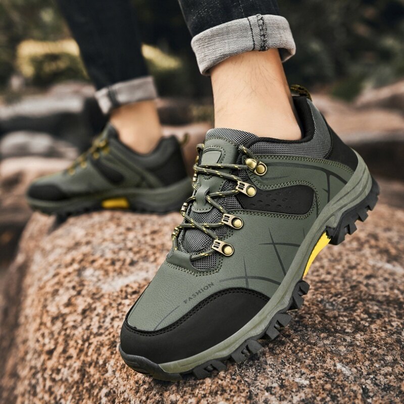 (🔥Mais vendidos)  Últimos sapatos de caminhada ao ar livre de couro genuíno masculino antiderrapante à prova d'água