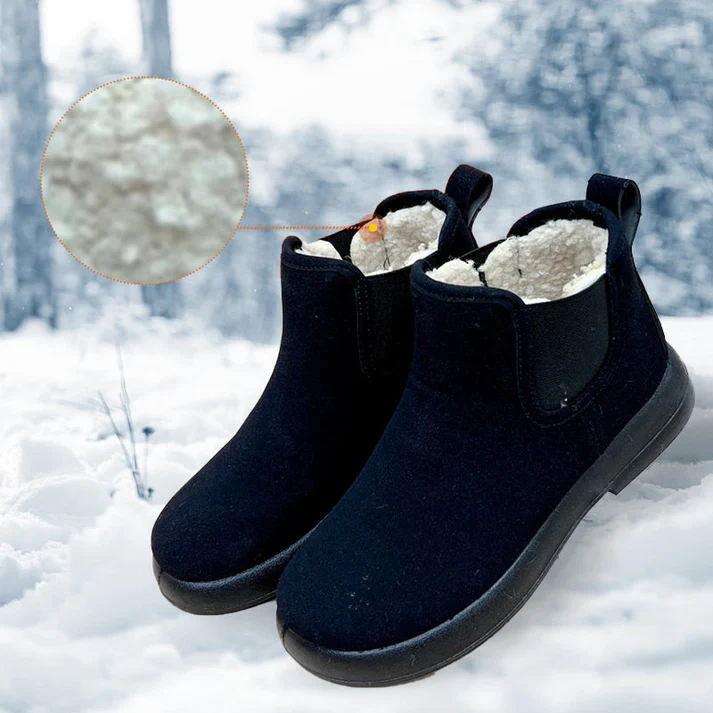 Botas femininas de neve quentes com forro de pelúcia e cano curto
