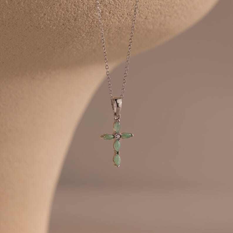 Marquise Jade Cross Necklace
