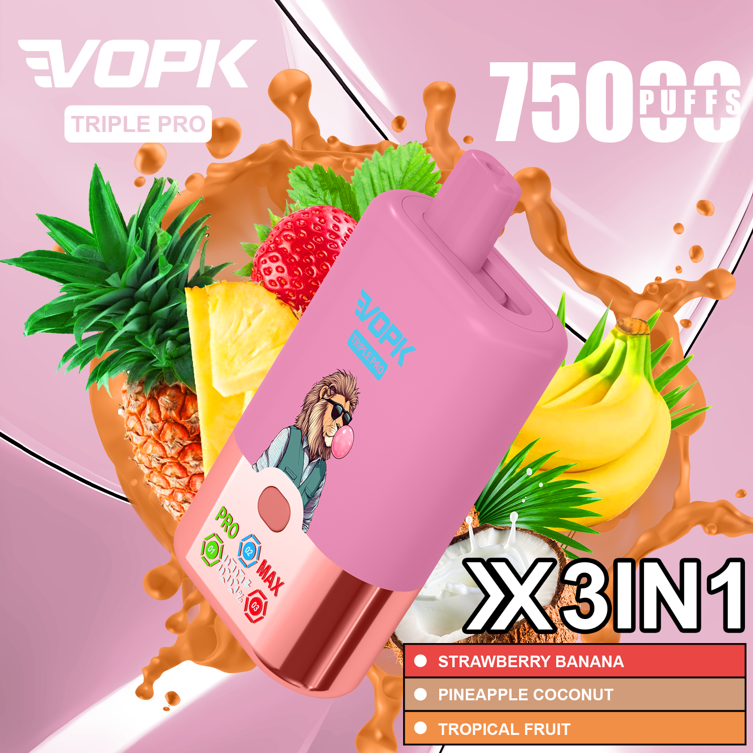 VOPK Triple Pro 75K 3 In 1 Flavors 75000 Puff