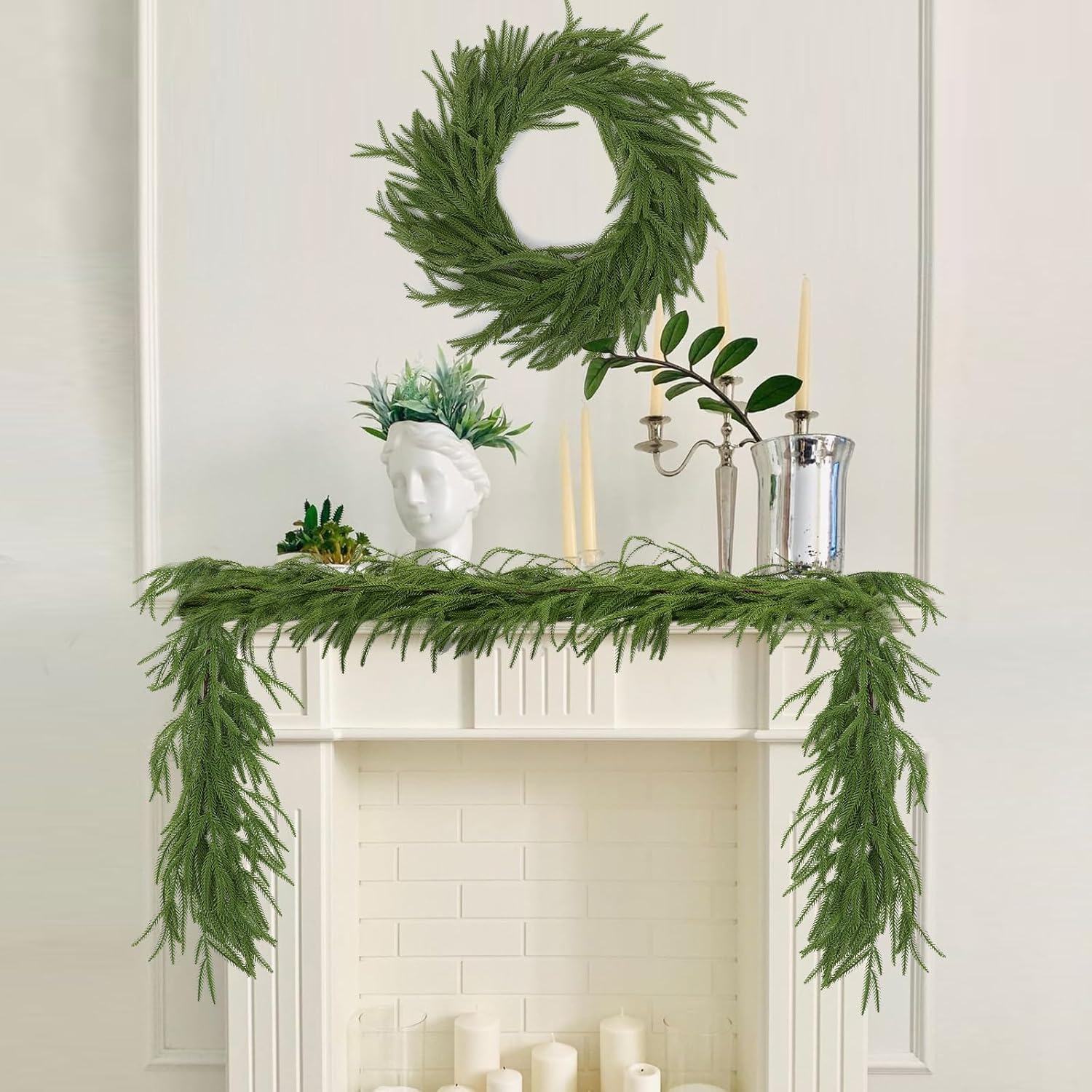 🎄Liquidação de Natal antecipada com 49% DE DESCONTO🔥Verduras naturais de Natal - Guirlanda de pinheiro Norfolk Real Touch
