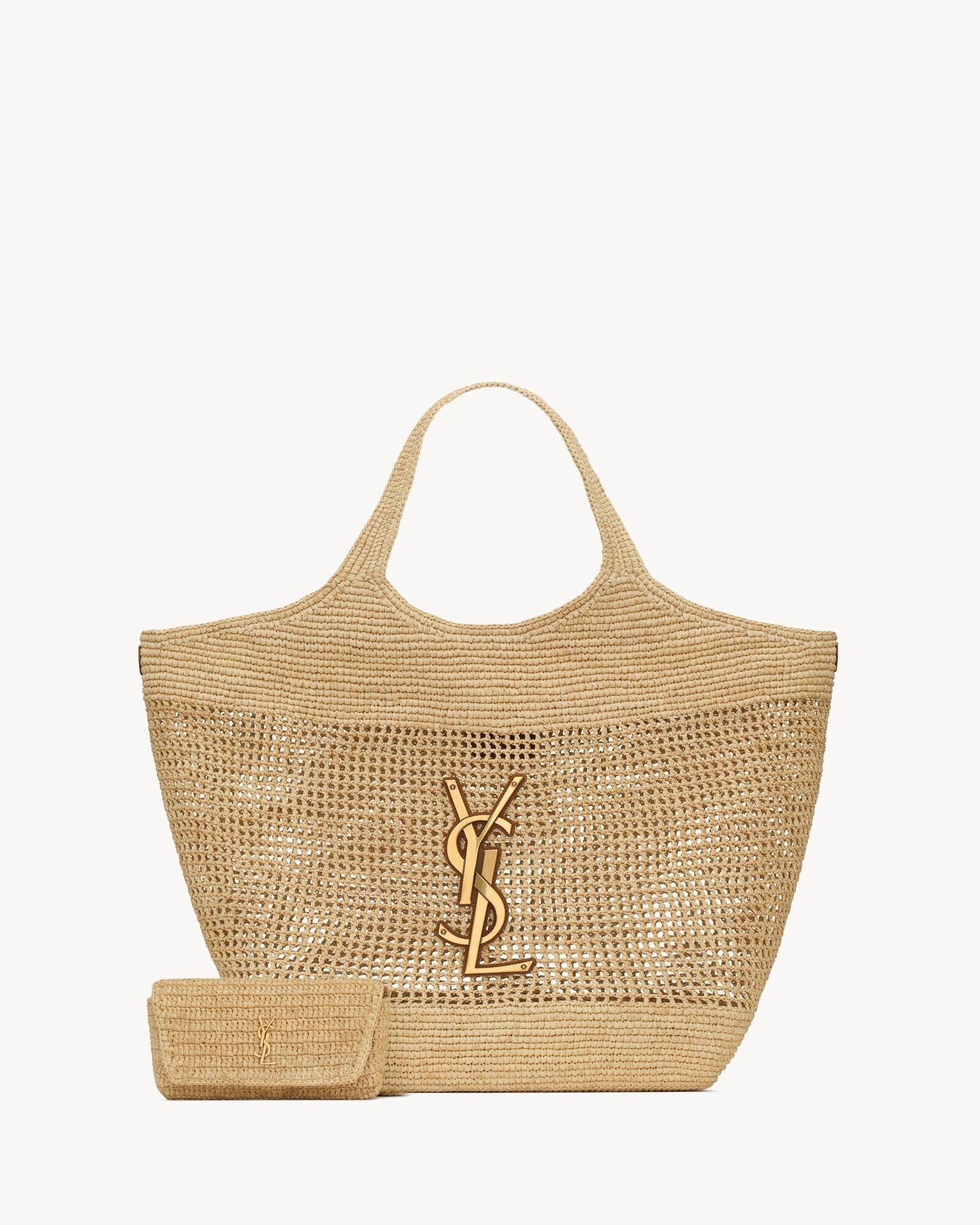 ICARE Raffia Crochet Grande Sacola de Compras