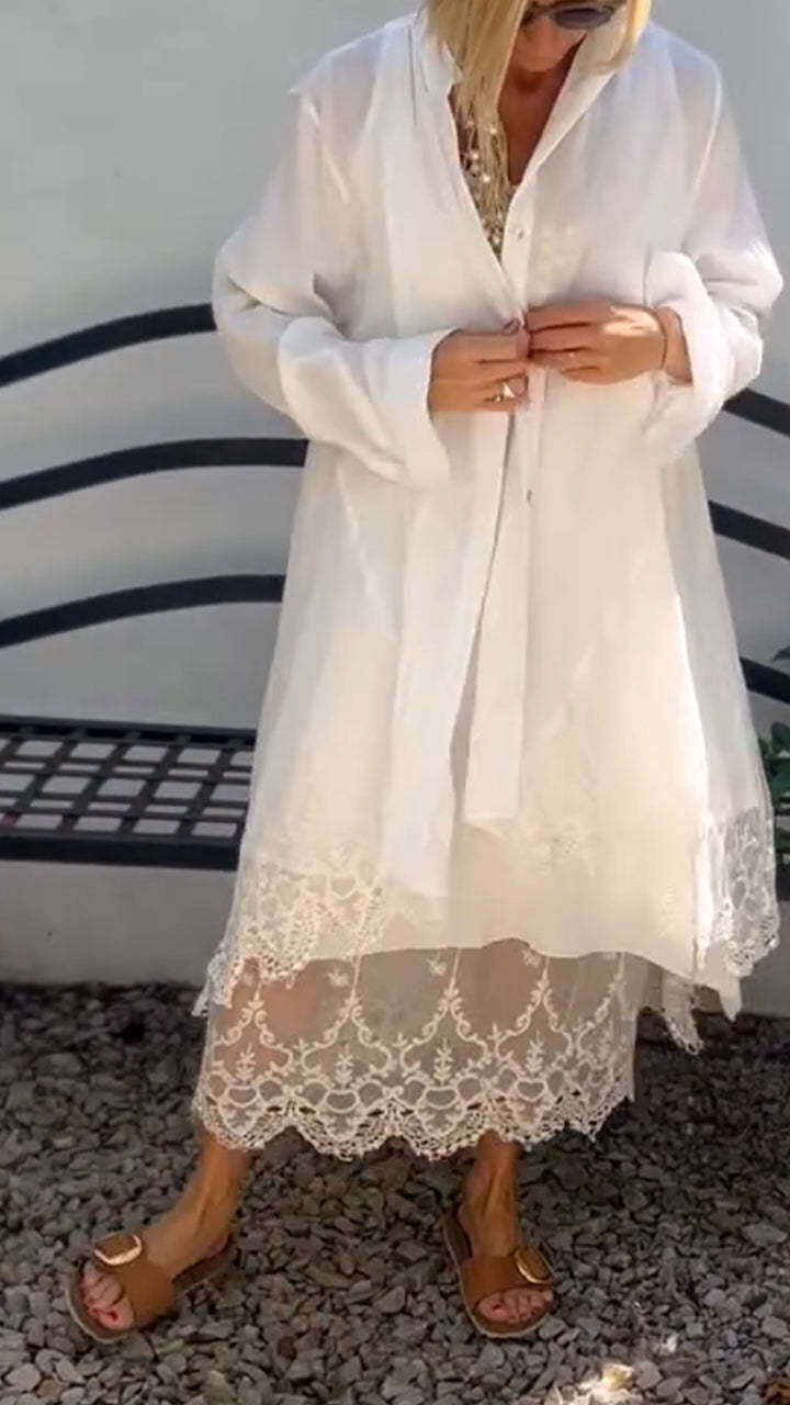 Saia suspensória de gola redonda para mulher + cardigan traje casual
