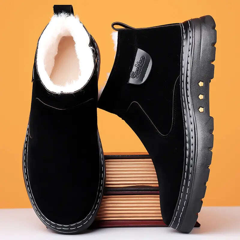 【38-46】Novas botas masculinas de neve de inverno, espessadas com veludo e quentes