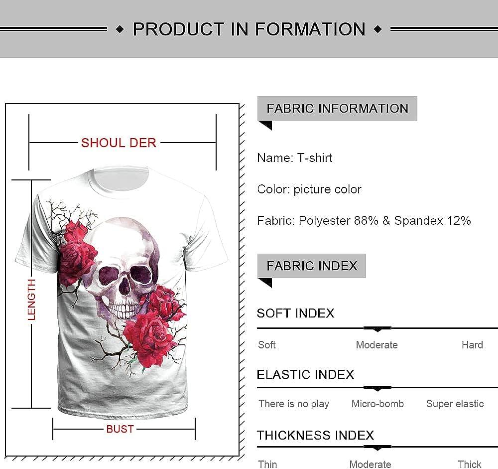 Men's 3D Print Skull T-Shirt 3D Creative Print Short Sleeve T-Shirt Casual Round Neck Novelty Street Fashion Tees Shirt