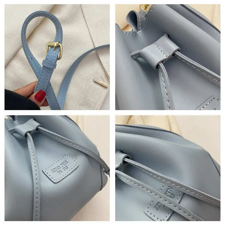 Balde de ombro xadrez bordado moda retrô de grande capacidade