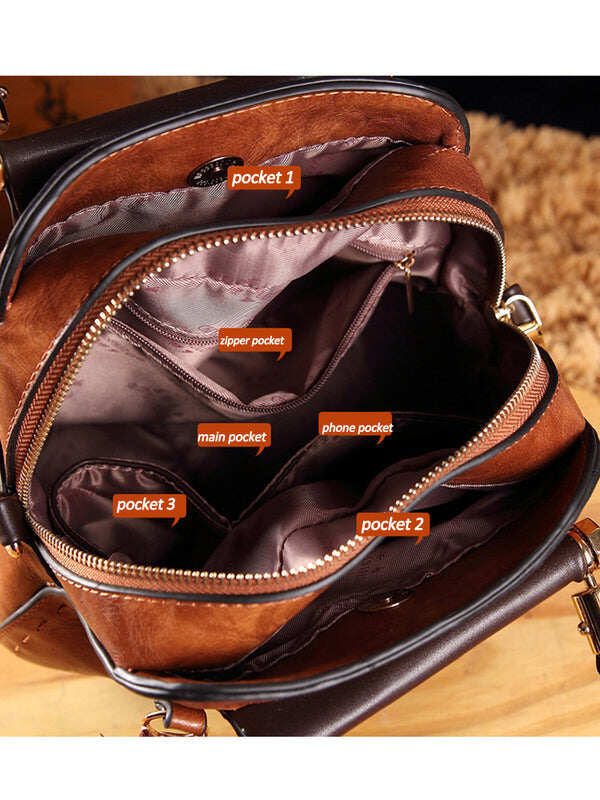 Bolsas em pele vintage formato redondo com borlas. Bolsa de ombro